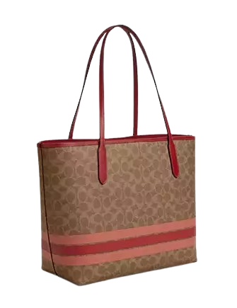 Coach City Tote Bag In Signature Canvas With Stripe - Image 3