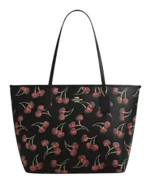 Coach City Tote Bag With Cherry Print