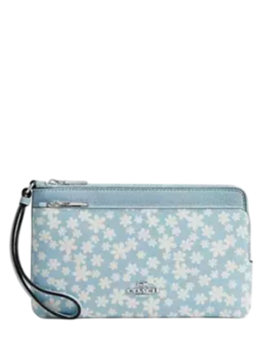 Coach Double Zip Wristlet With Floral Print