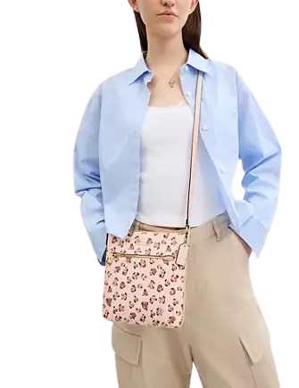 Coach Mini Rowan File Bag With Rose Print - Image 2