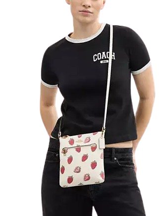 Coach Mini Rowan File Bag With Strawberry Print - Image 4