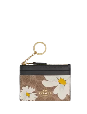 Coach Mini Skinny Id Case In Signature Canvas With Floral Print