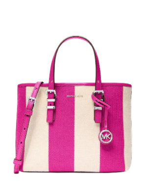 Michael Michael Kors Quinn Small Striped Canvas Convertible Crossbody Bag