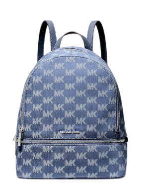 Michael Michael Kors Rhea Medium Logo Jacquard Denim Backpack