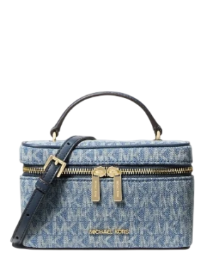 Michael Michael Kors Vivi Small Signature Logo Print Denim Vanity Crossbody Bag
