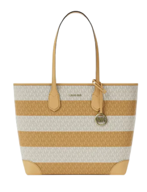 Michael Michael Kors Eva Large Striped Signature Logo Tote Bag