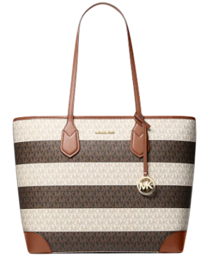 Michael Michael Kors Eva Large Striped Signature Logo Tote Bag