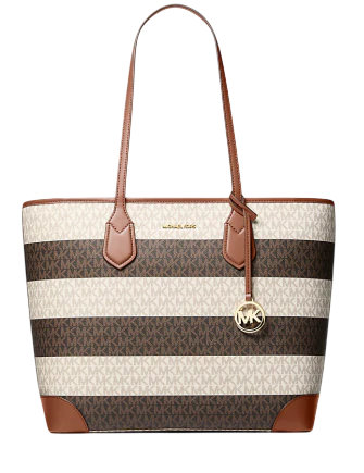 Michael Michael Kors Eva Large Striped Signature Logo Tote Bag