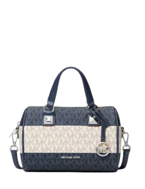 Michael Michael Kors Grayson Small Striped Signature Logo Duffel Crossbody Bag