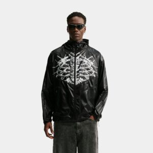 Skeleton Windrunner Mens Jacket (Black/White)