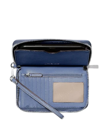Michael Michael Kors Jet Set Travel Large Logo Jacquard Denim Smartphone Wristlet - Image 2