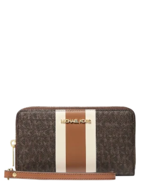 Michael Michael Kors Jet Set Travel Large Striped Signature Logo Smartphone Wallet