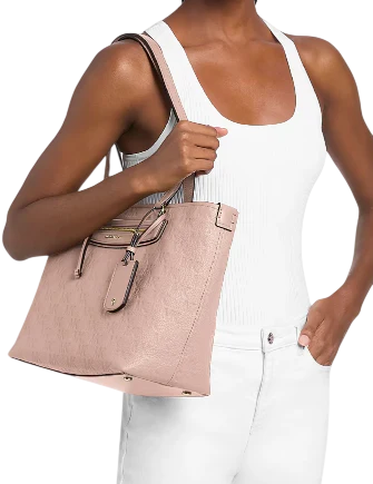 Michael Michael Kors Jet Set Travel Medium Logo Embossed Leather Tote Bag - Image 3
