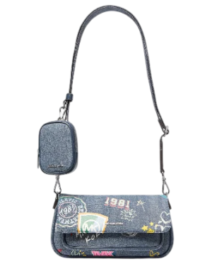 Michael Michael Kors Jet Set Travel Small Embellished Denim Crossbody Bag With Pouch