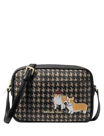 Michael Michael Kors Jet Set Travel Small Houndstooth Print Camera Crossbody Bag