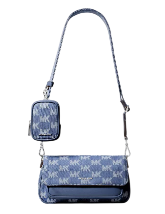 Michael Michael Kors Jet Set Travel Small Logo Jacquard Denim Crossbody