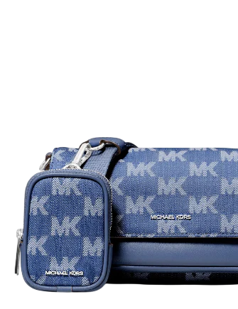 Michael Michael Kors Jet Set Travel Small Logo Jacquard Denim Crossbody - Image 4