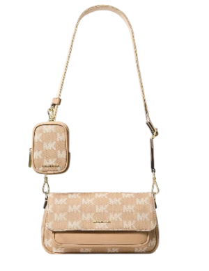 Michael Michael Kors Jet Set Travel Small Logo Jacquard Denim Crossbody Bag With Pouch