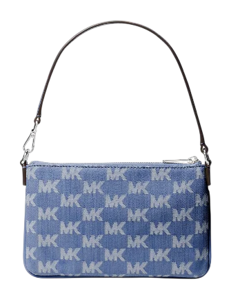 Michael Michael Kors Jet Set Travel Small Logo Jacquard Denim Wristlet - Image 2