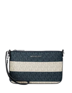 Michael Michael Kors Jet Set Travel Small Striped Signature Logo Convertible Wristlet