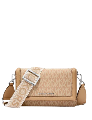 Michael Michael Kors Jet Set Small Signature Logo Print Woven Smartphone Crossbody Bag