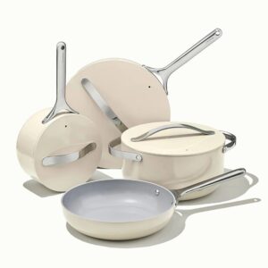 12-Piece Non-Stick Ceramic Cookware Set  - Cream