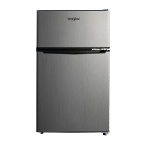 3.1 cu ft Mini Refrigerator Stainless Steel WH31S1E: Energy Star Certified Dorm Fridge, Reversible Door, 2 Shelves