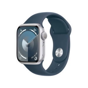 Apple Watch Series 9 41mm GPS Silver Case w/ Storm Blue Band S/M MR903LL/A 2023