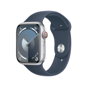 Apple Watch Series 9 45mm Cellular Silver Case w/ Storm Blue Band M/L MRMH3LL/A