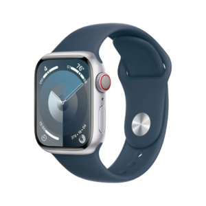 Apple Watch Series 9 GPS + Cell 41mm Silver Case w Storm Blue Band S/M MRHV3LL/A