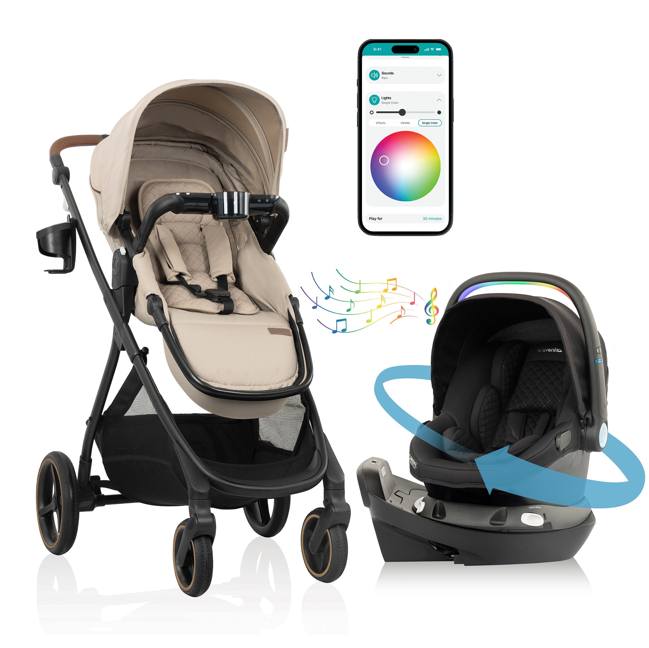 Build your own custom Travel System! Shyft Intuiti+ Travertine & Revolve180 Litemax NXT w/ SensorySoothe