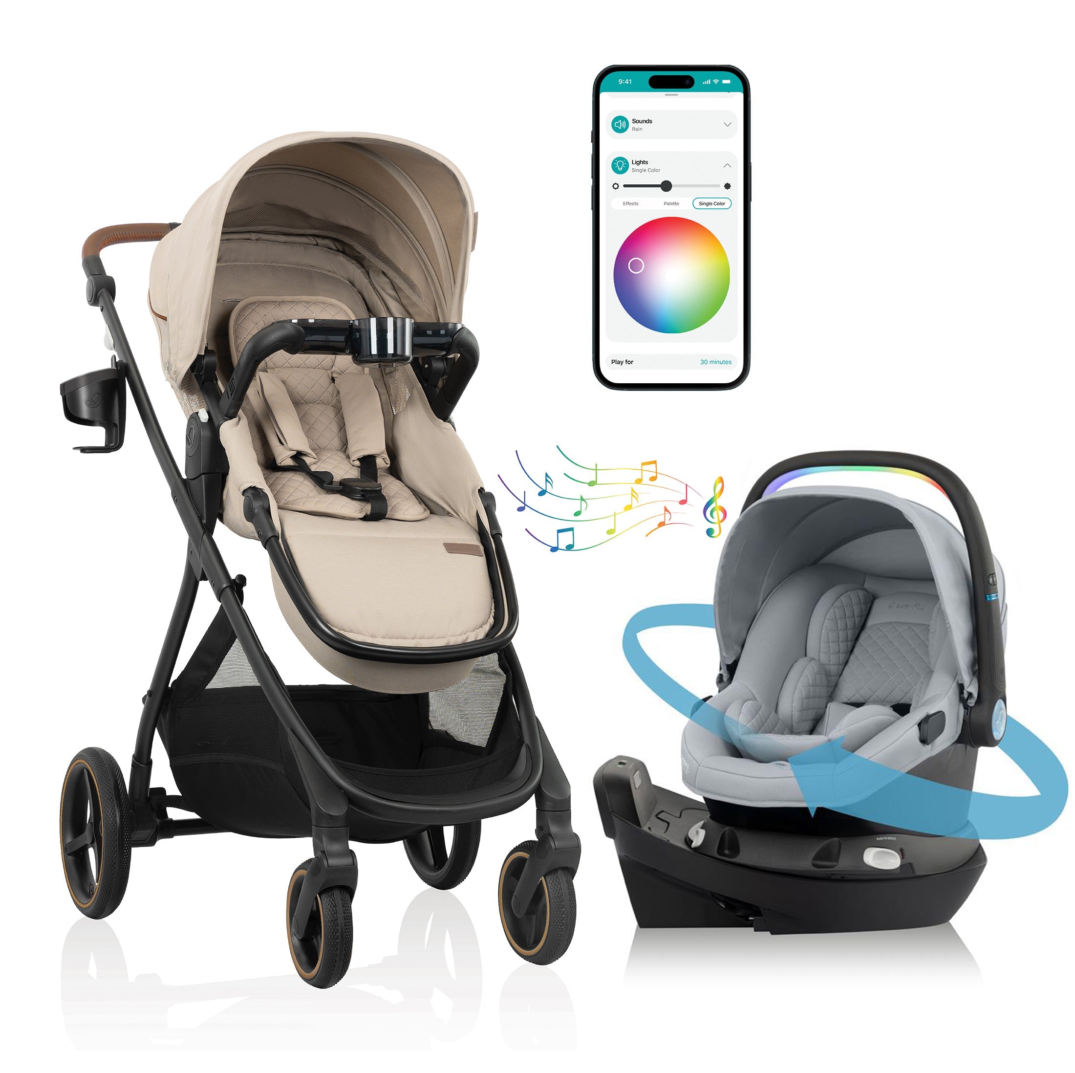 Build your own custom Travel System! Shyft Intuiti+ Travertine & Revolve180 Litemax NXT w/ SensorySoothe - Image 3