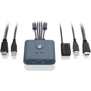 IOGEAR 2-port 4K KVM Switch with DisplayPort, USB-C and Audio GCS82DPC