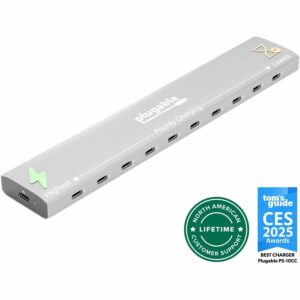 Plugable 10 Port USB C Charging Station, Up to 100W Charger for Multiple Devices with Priority Charging PS-10CC