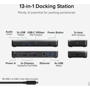 Plugable Dual 4K USB-C Chromebook Docking Station, Google Certified Chromebook Compatible, 60W Driverless Charging Dock UD-MSTHDC