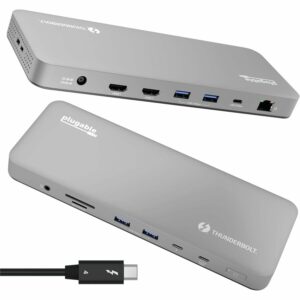Plugable Thunderbolt 4 Dock for M4 MacBook Air & Pro: 100W Charging Driverless Laptop Docking Station TBT-UDM