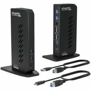 Plugable USB 3.0 and USB-C Dual 4K Display Docking Station with DisplayPort and HDMI for Windows and Mac UD-6950Z