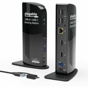 Plugable USB 3.0 Universal Laptop Docking Station Dual Monitor for Windows and Mac UD-3900