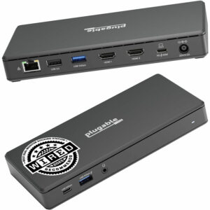 Plugable USB C Docking Station Dual Monitor 2 HDMI Ports, Power Delivery Dock, Dual 4K Monitor UD-MSTH2