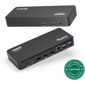 Plugable USB C Triple Display Docking Station with Laptop Charging, for Thunderbolt, USB4, or USB C Systems, Compatible with Windows, macOS, ChromeOS laptops UD-3900PDZ