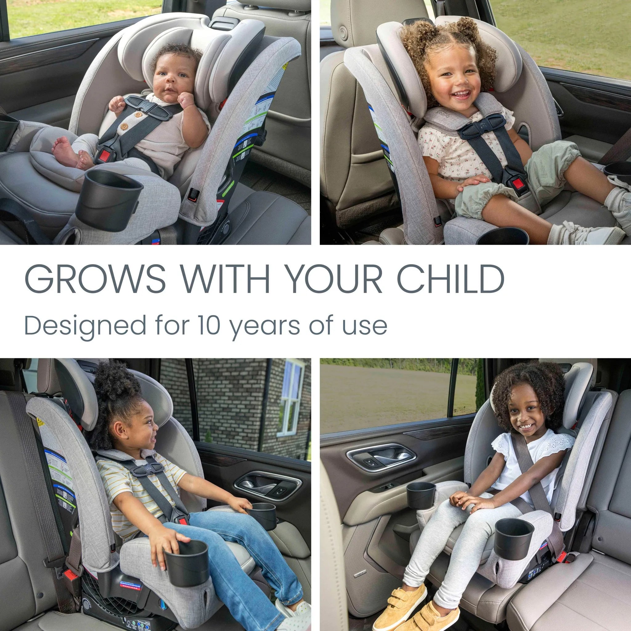 One4Life Slim All-in-One Convertible Car Seat - Raven Black - Image 7
