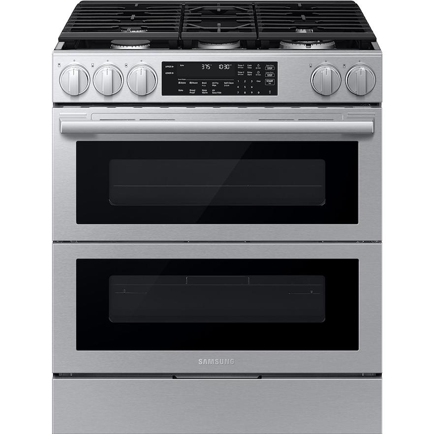 Samsung 30-inch, 6.0 cu. ft. Slide-in Gas Range with True Convection Technology NSG90H60DRAA