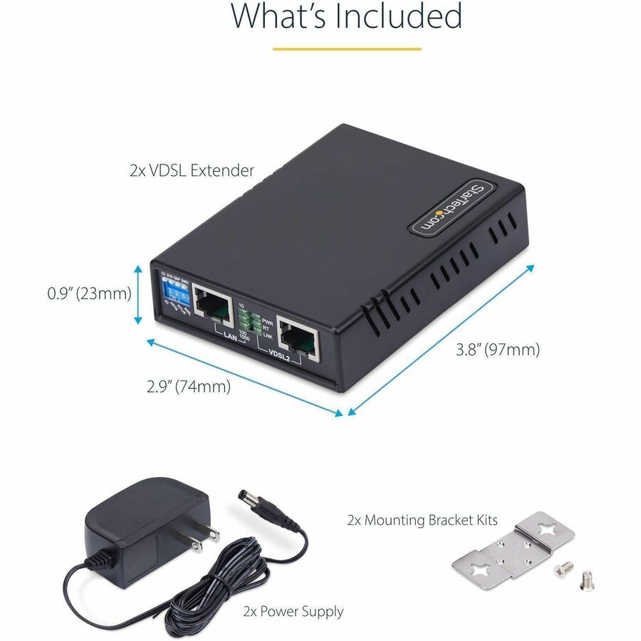 StarTech.com VDSL2 Ethernet Extender Kit over Single Pair Wire, Up to 0.6mi (1km) LAN Repeater over RJ11/CAT5e/CAT6, Replaces 110VDSLEXT VDSL-LAN-EXTENDER-1G - Image 5