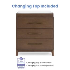 Spencer 3 Drawer Dresser With Changing Top and Interlocking Drawers - Teak Brown