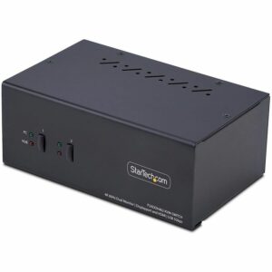 StarTech.com 2-Port Dual-Monitor DisplayPort and HDMI KVM Switch, 4K 60Hz, 2-Port USB 5Gbps Hub, 2x USB HID Ports, Hotkeys, TAA Compliant P2ADDH462-KVM-SWITCH