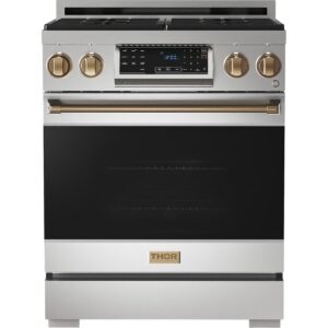 Thor Kitchen 30-inch Freestanding Gas Range with Tilt Panel RSG30LP-BRZ