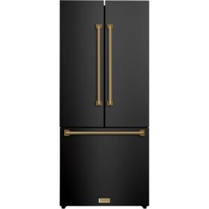 Thor Kitchen 30-inch, 17.7 cu. ft. Counter-Depth French 3-Door Refrigerator with Ice Maker RF3017FFD00-BRZ
