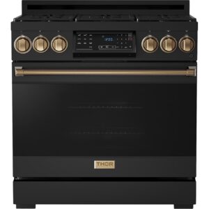 Thor Kitchen 36-inch Freestanding Gas Range with Tilt Panel RSG36BLP-BRZ