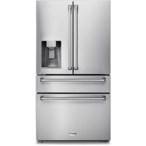 Thor Kitchen 36-inch Professional French Door Refrigerator with Ice and Water Dispenser TRF3601FD