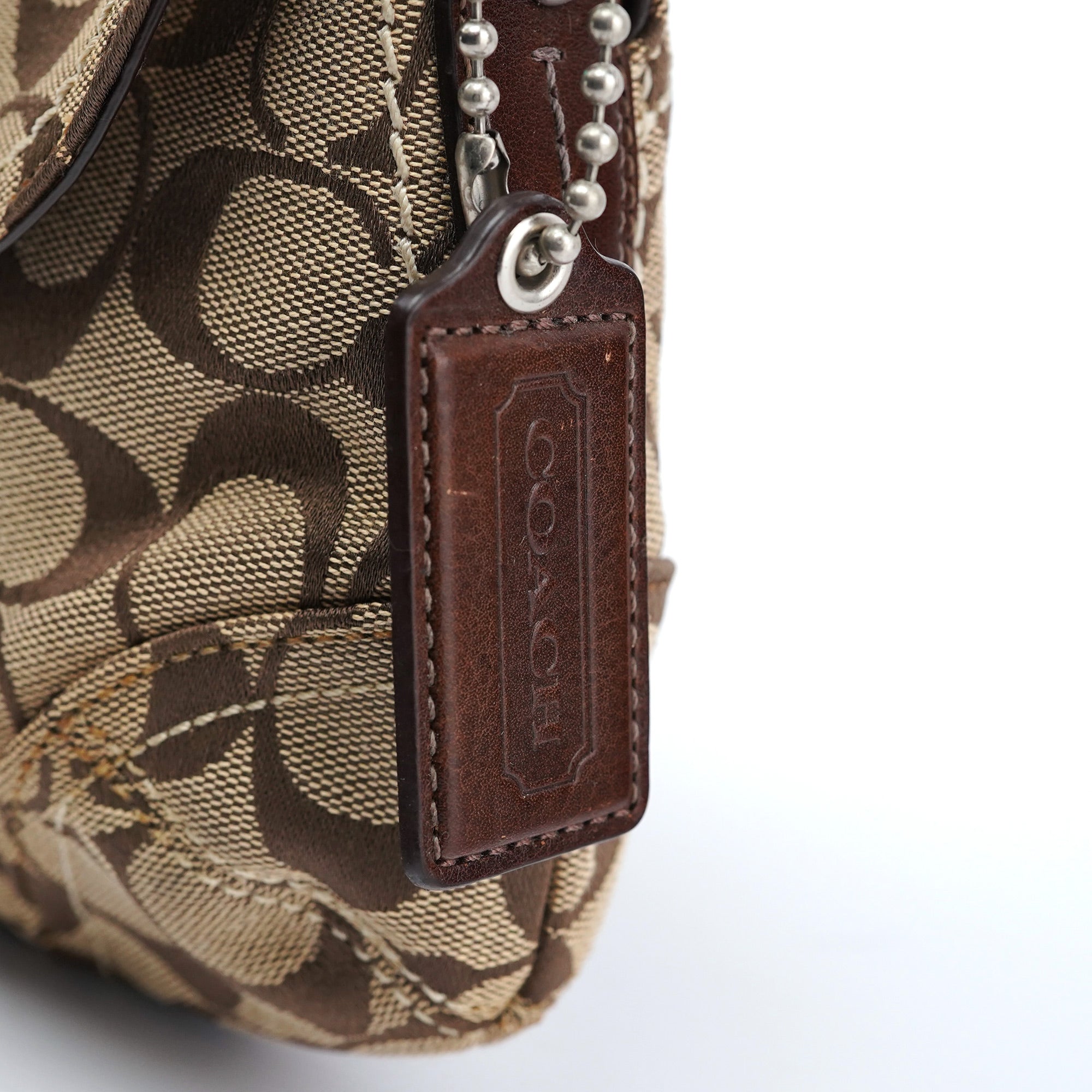 11860 Beige Brown Signature C Soho Shoulder Bag - Image 6